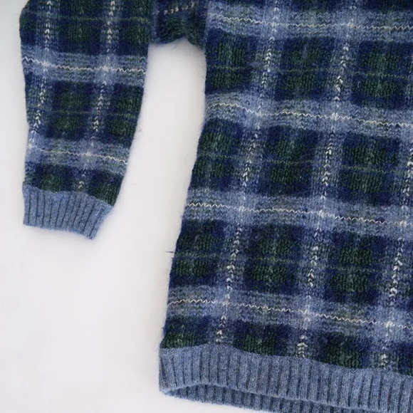 Vintage Northern Reflections Navy &  Blue Checker 48% Wool Crewneck Sweater XL - Picture 7 of 14
